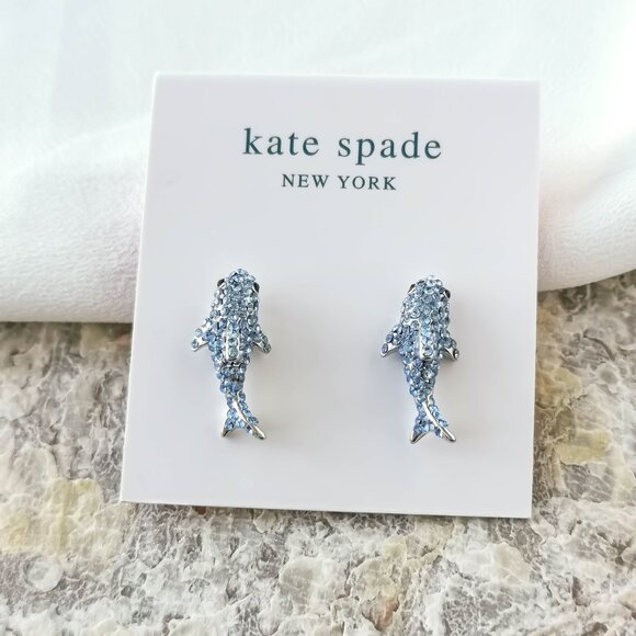 kate spade Jewelry - Kate Spade | Silver California Dreaming Shark Blue Stud Earrings
